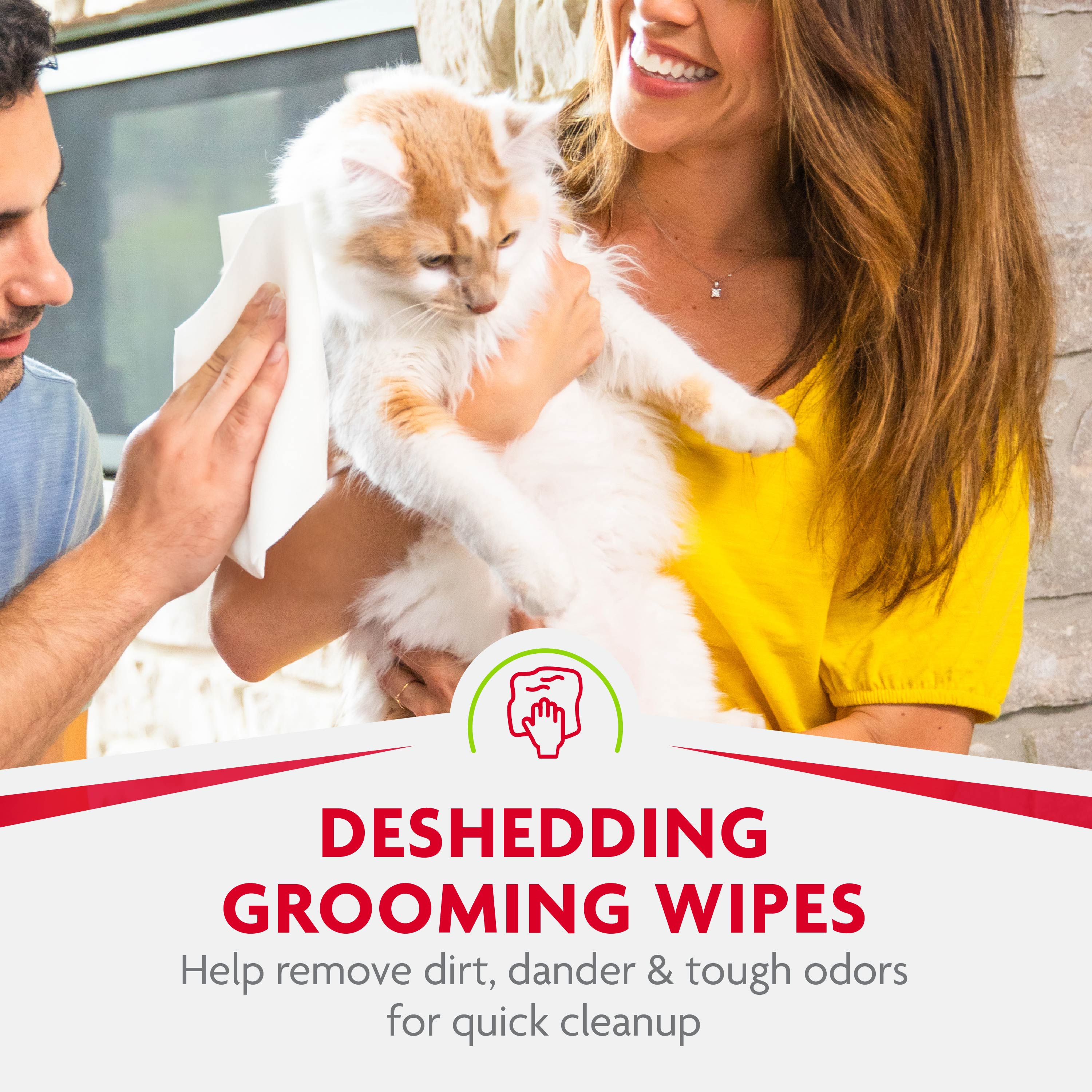 Furminator DeShedding Grooming Wipes For Cats Refresh And Deodorize Coat Without Bathing 50 Count FURminator